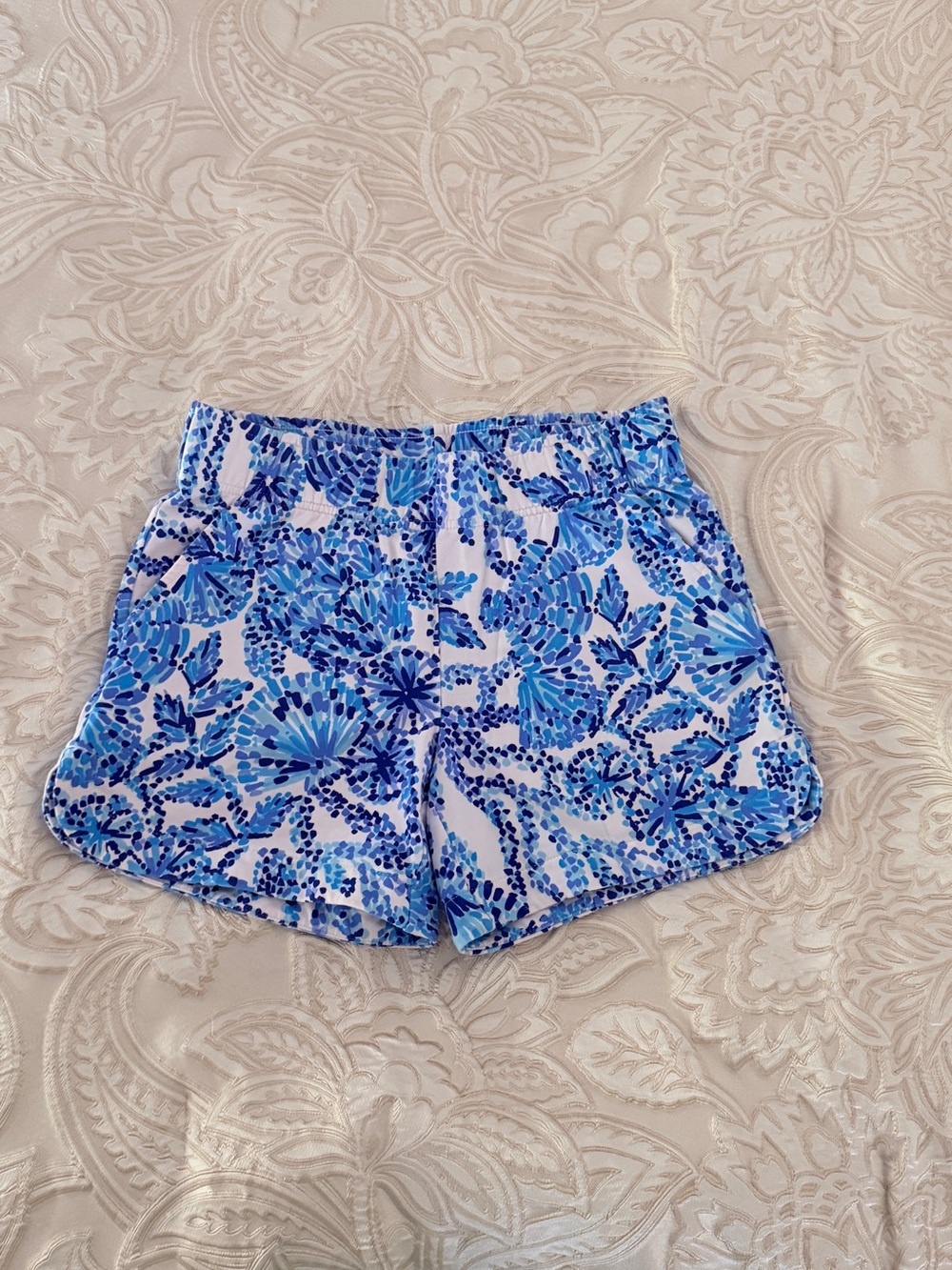 Lilly Pulitzer Blue Floral Print Kylar Terry Knit Shorts